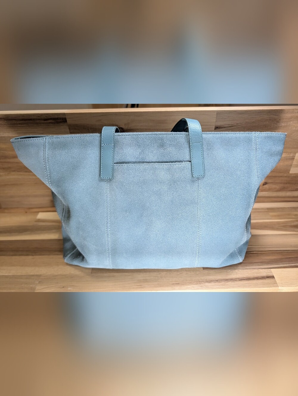 UGG Powder Blue Suede Tote with Gold Logo - Picture 2 of 15